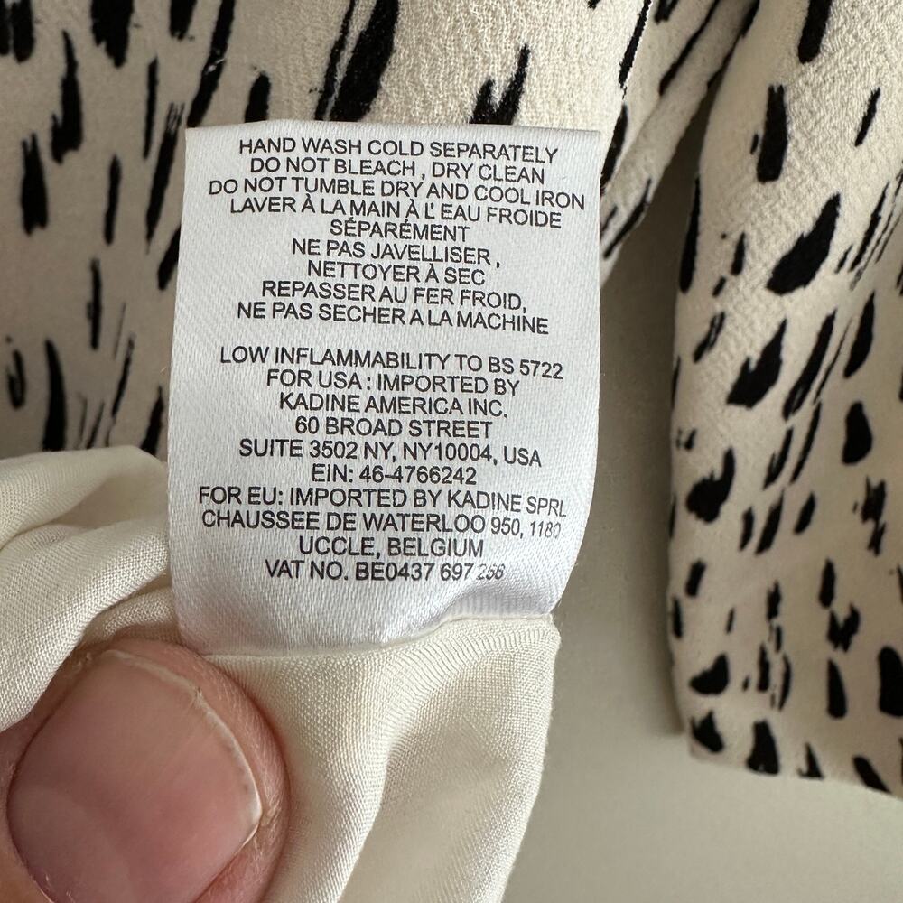 Essentiel Antwerp Shift Split Neck Dress 34 4 S Small Cream Black Animal Print - Picture 8 of 10